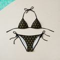 Art Deco gold scales bikini flat lay