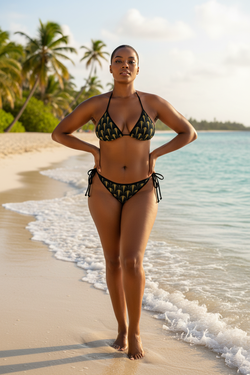 Art Deco Gold Scales Bikini - Front View