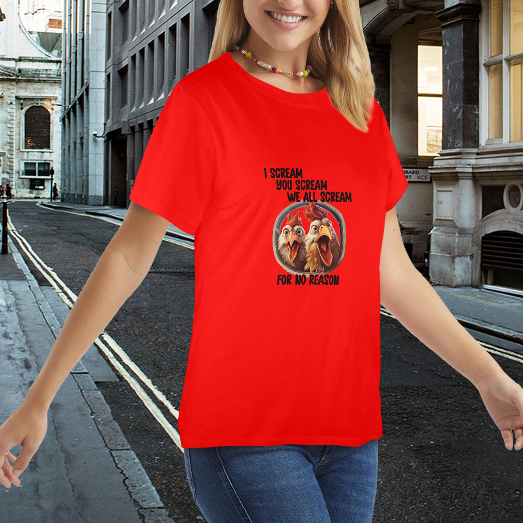 We All Scream Chicken Tee  Women's Funny Farm Graphic Tee