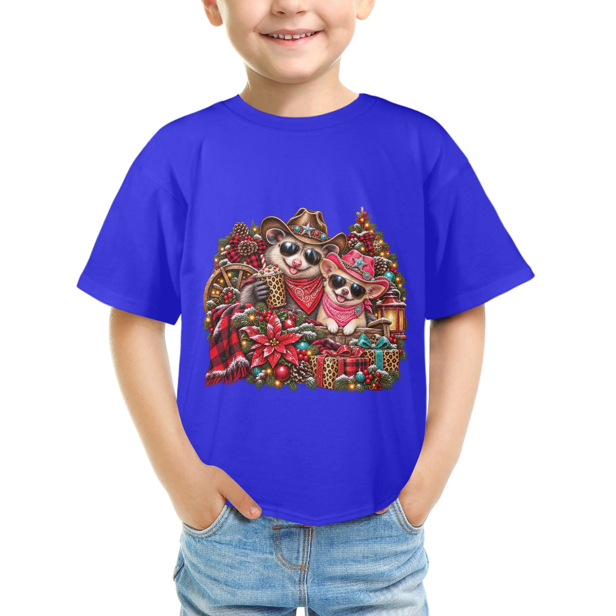 Pete & Coco Christmas Youth T-Shirt – Cute Western Holiday Ranch Tee