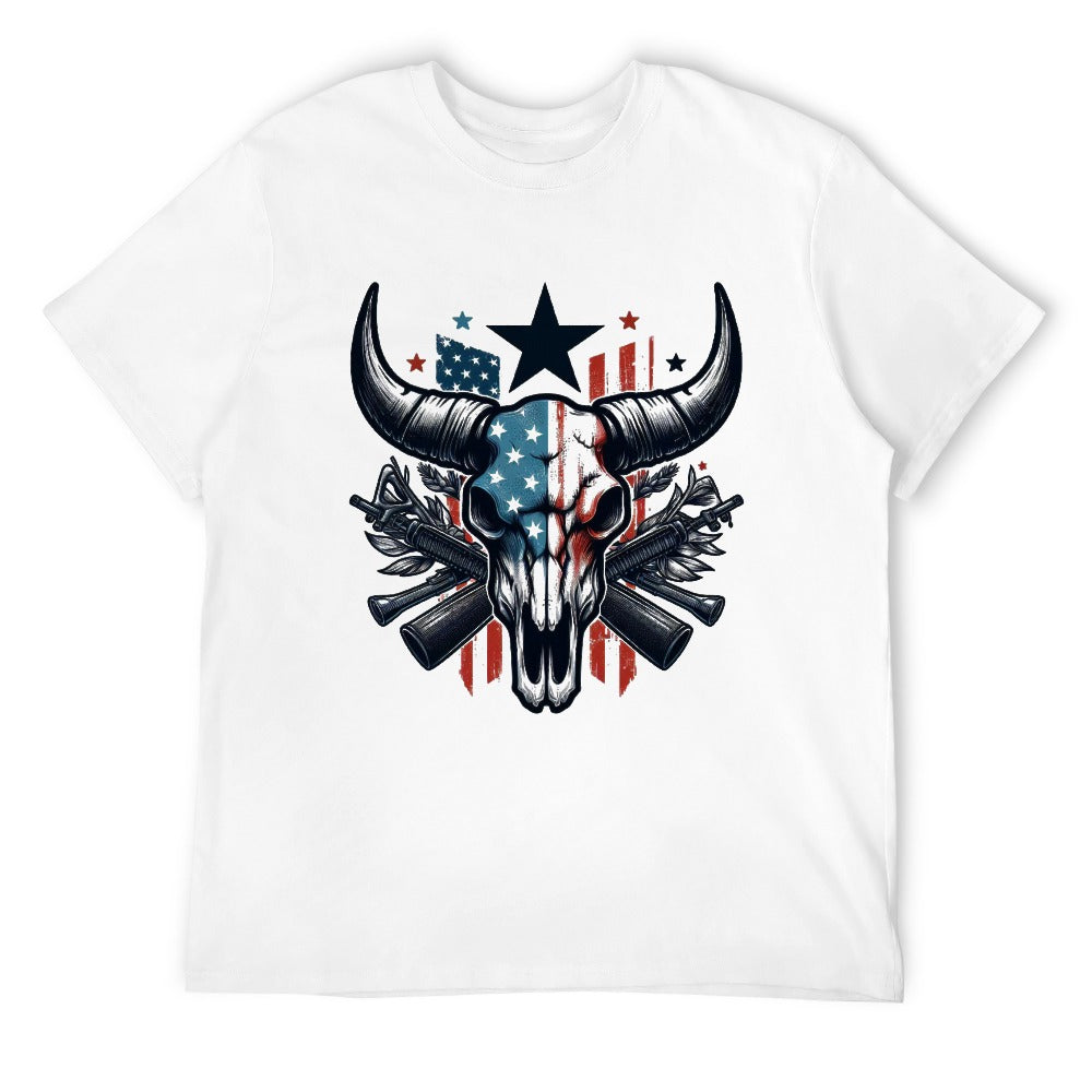 Wolf Hill Ranch Patriotic Bull Skull Tee