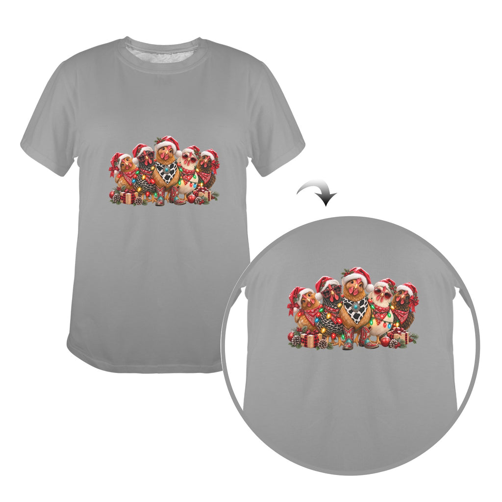 Santa's Sassy Hens Women's Christmas Tee – Funny Country Chicken Holiday Shirt