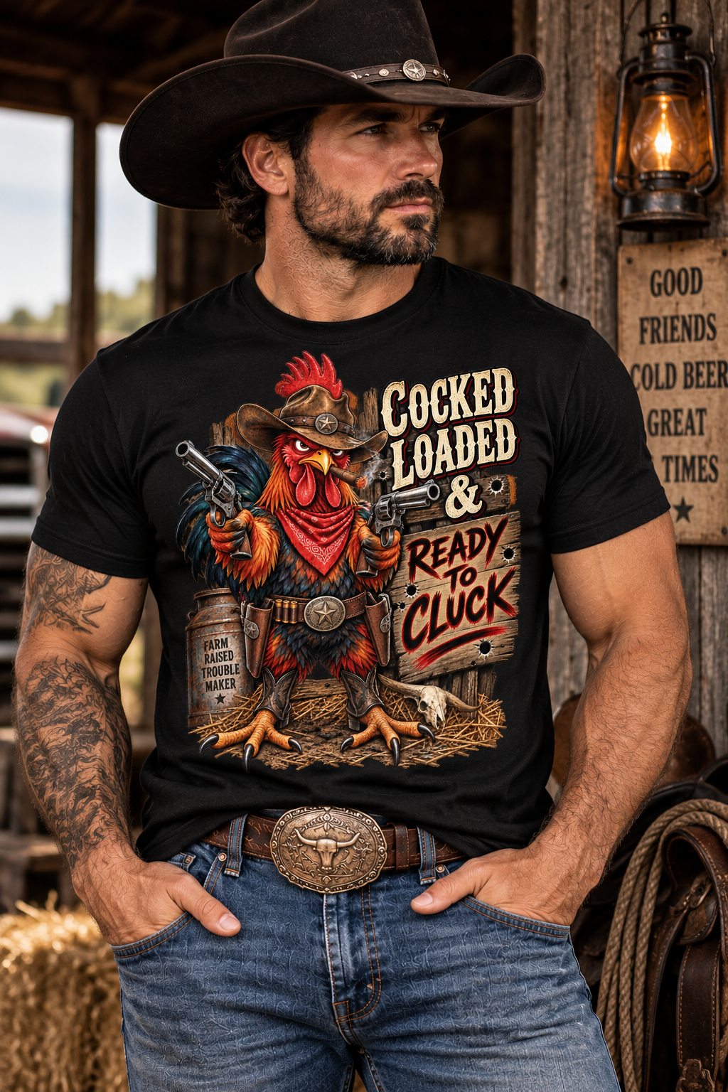 Cocked, Loaded & Ready to Cluck Men’s Western T-Shirt