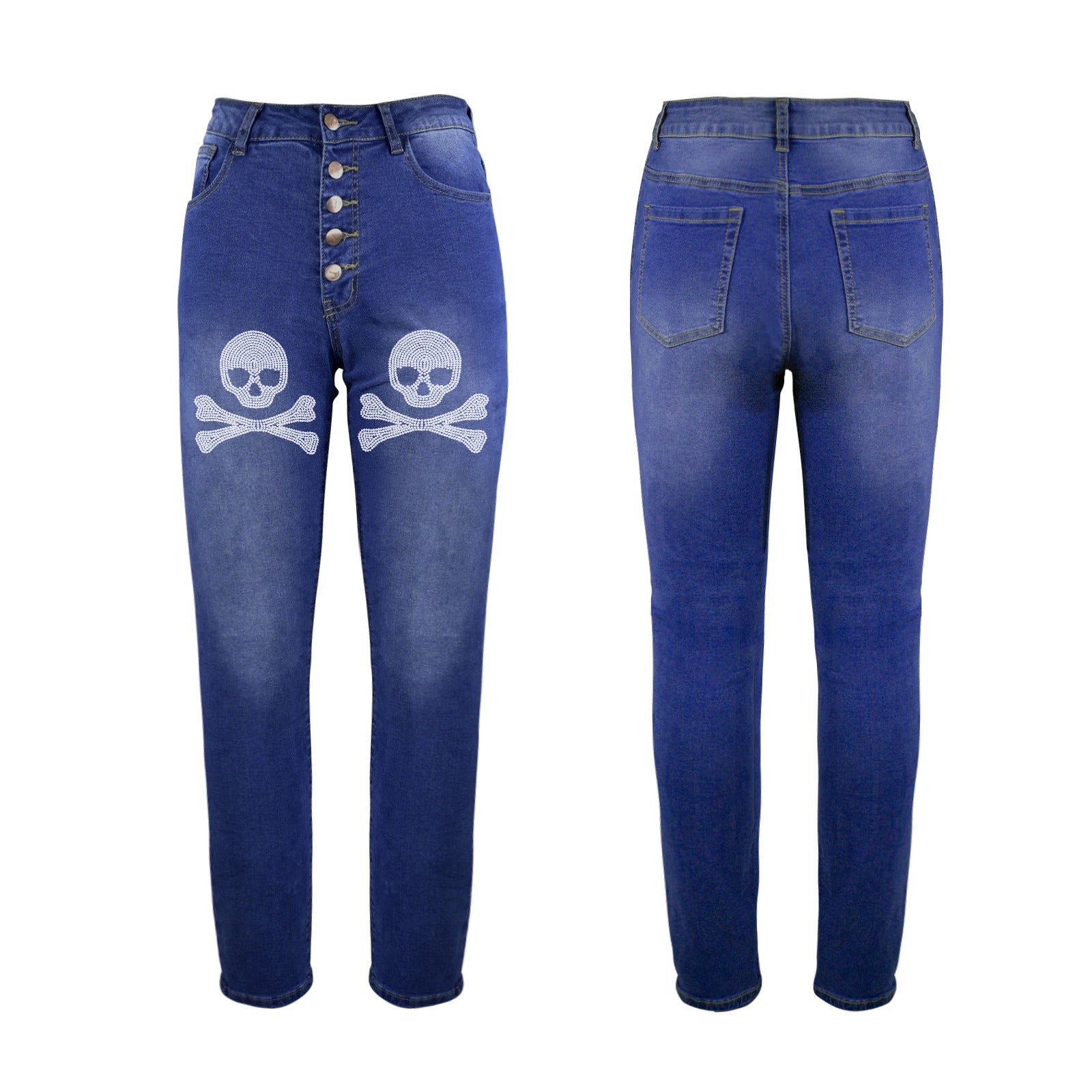 Jolly Roger Pirate Women's Jeans (Front Printing) Made In USA Ships to USA Only