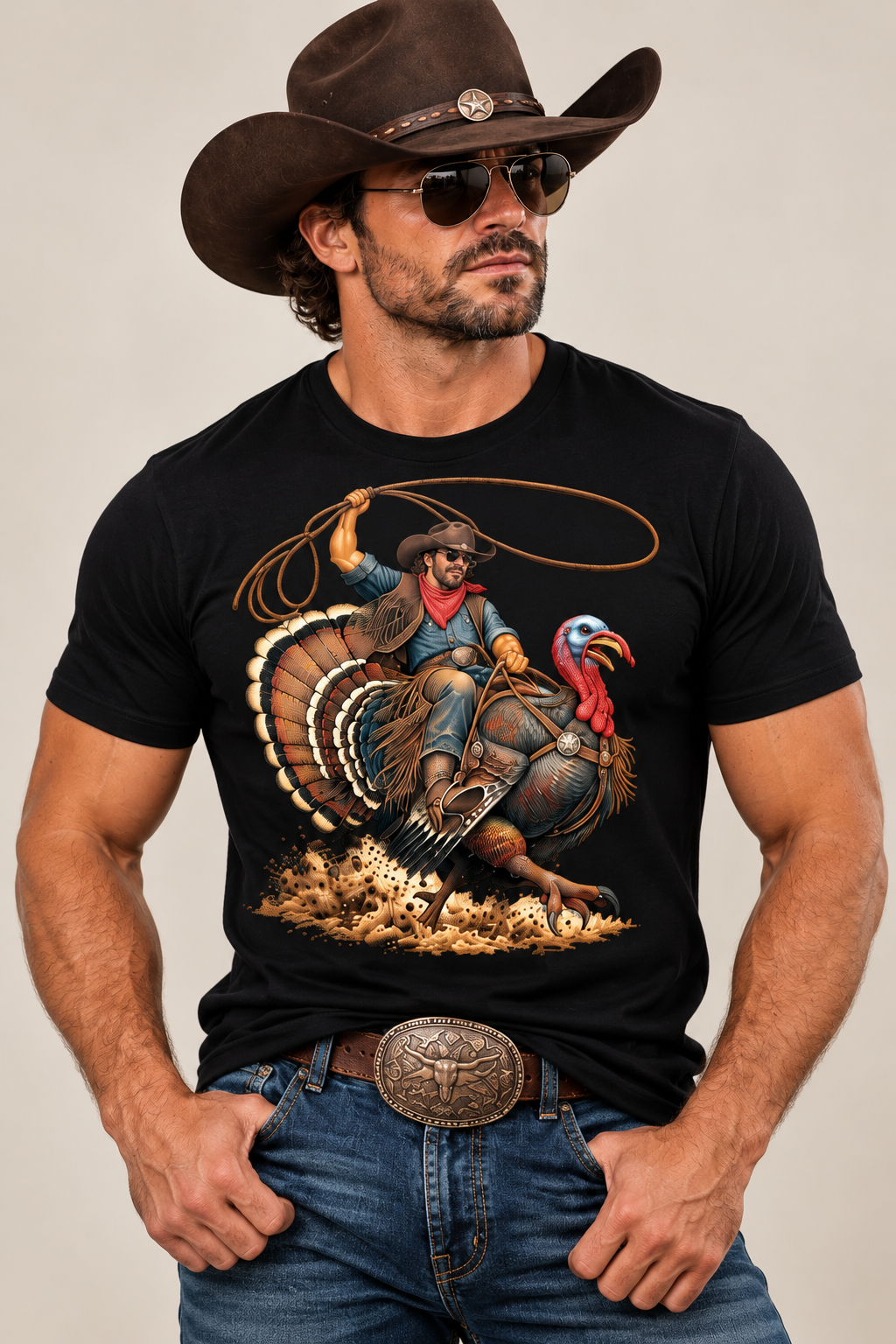 Wild Turkey Rodeo Men’s Western Tee Cowboy funny Graphic🦃