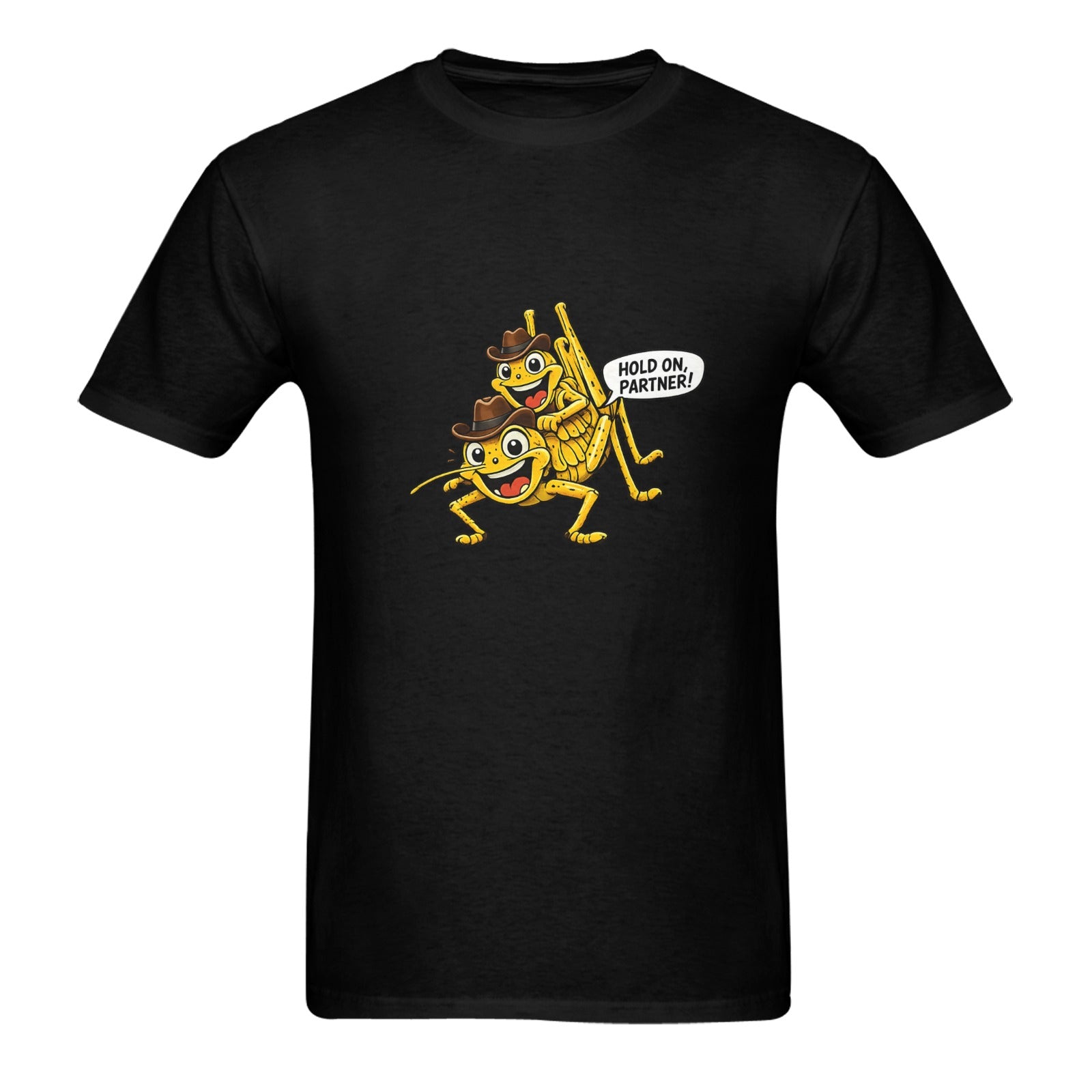 Hold On Partner! Funny Cowboy Grasshopper T-Shirt
