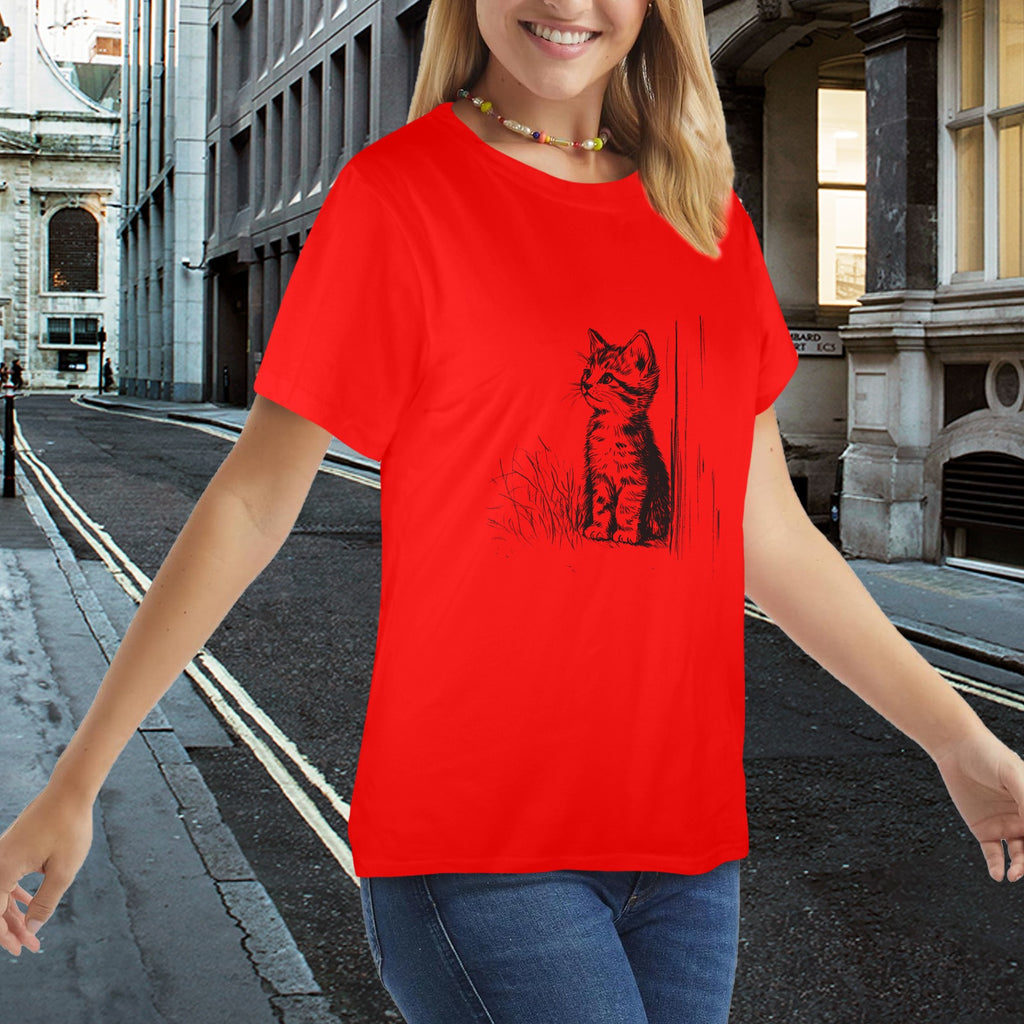 Curious Kitten Sketch Tee — Made in USA