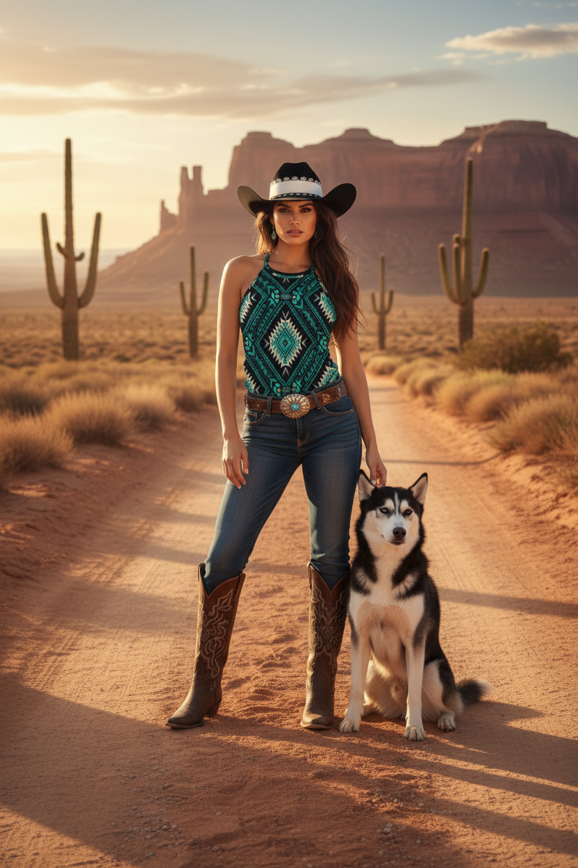 Backroad Blue – Desert Trail with Husky