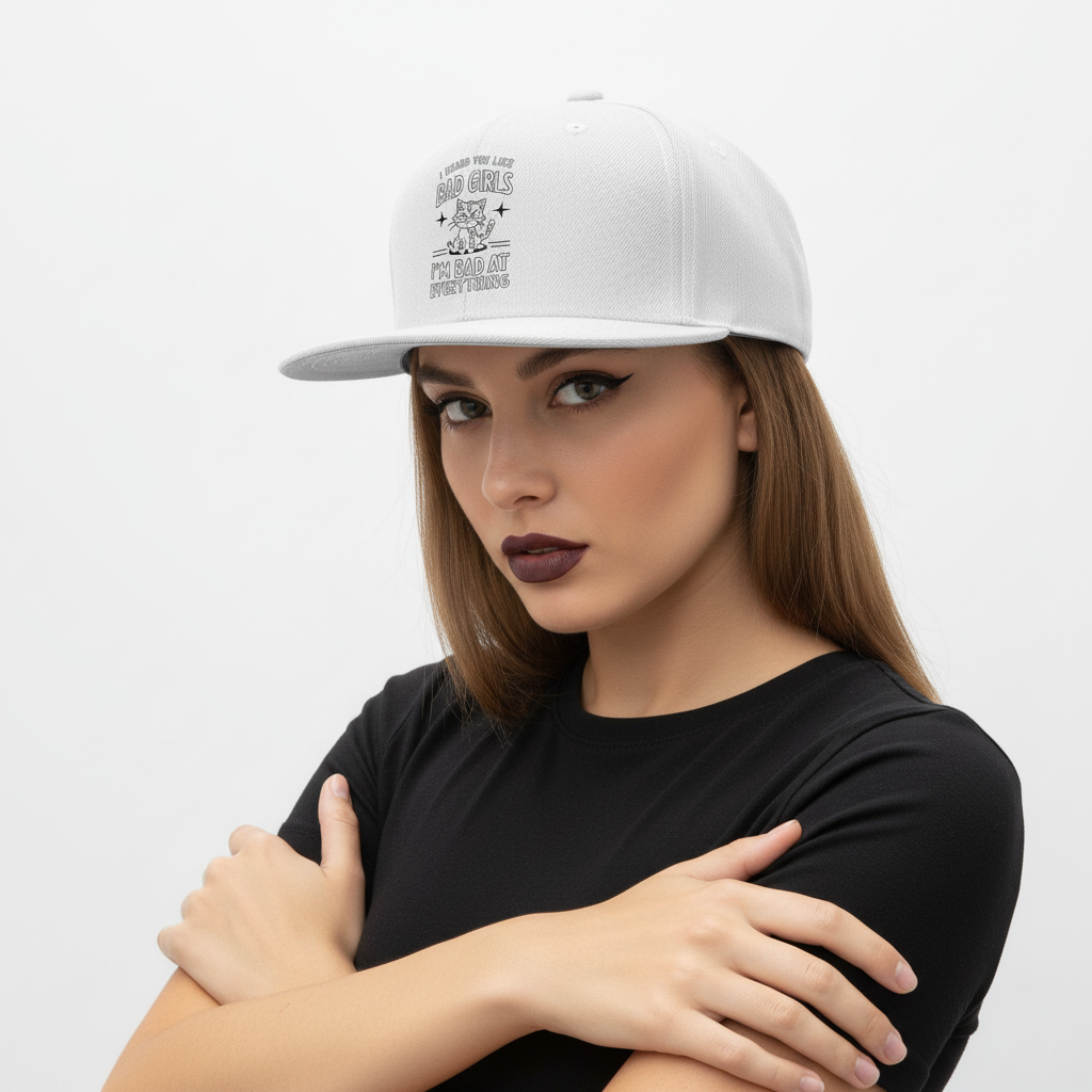 Bad Girls Cat Snapback Close-Up Studio Mockup