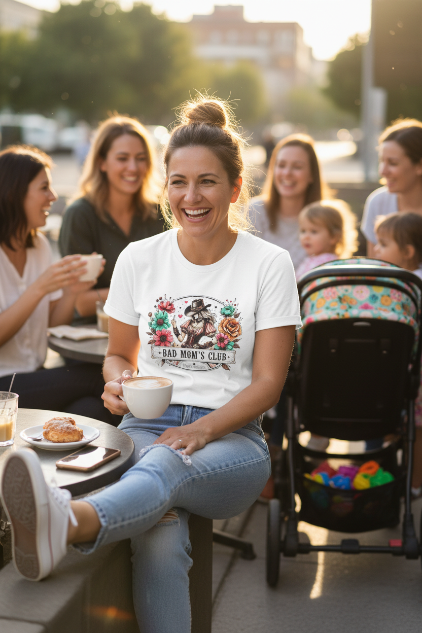 Bad Mom's Club Floral Mama T-Shirt Mockup