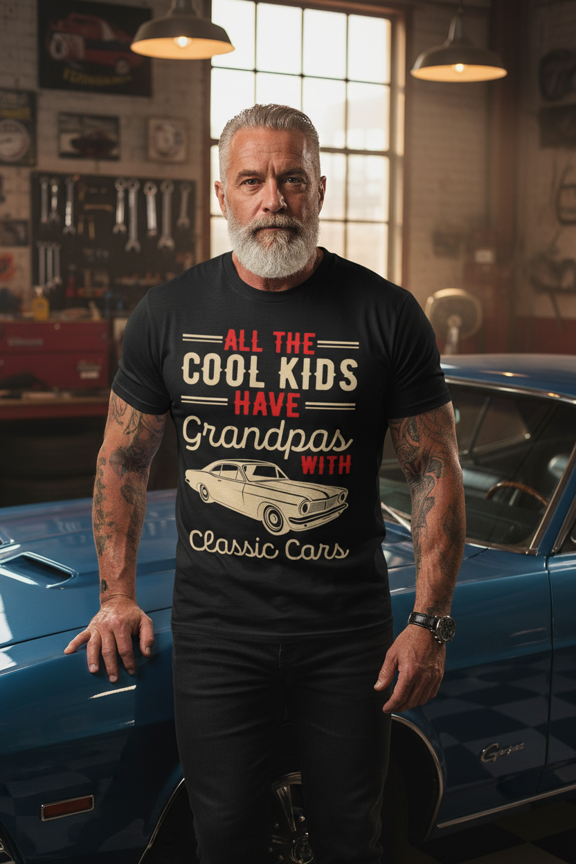 Badass grandpa with classic car
