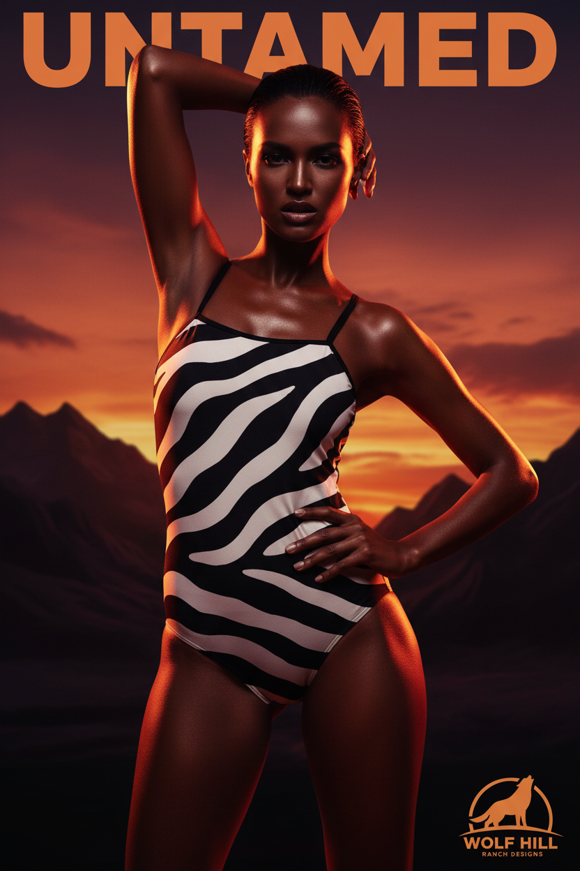 Badass zebra stripe swimsuit poster