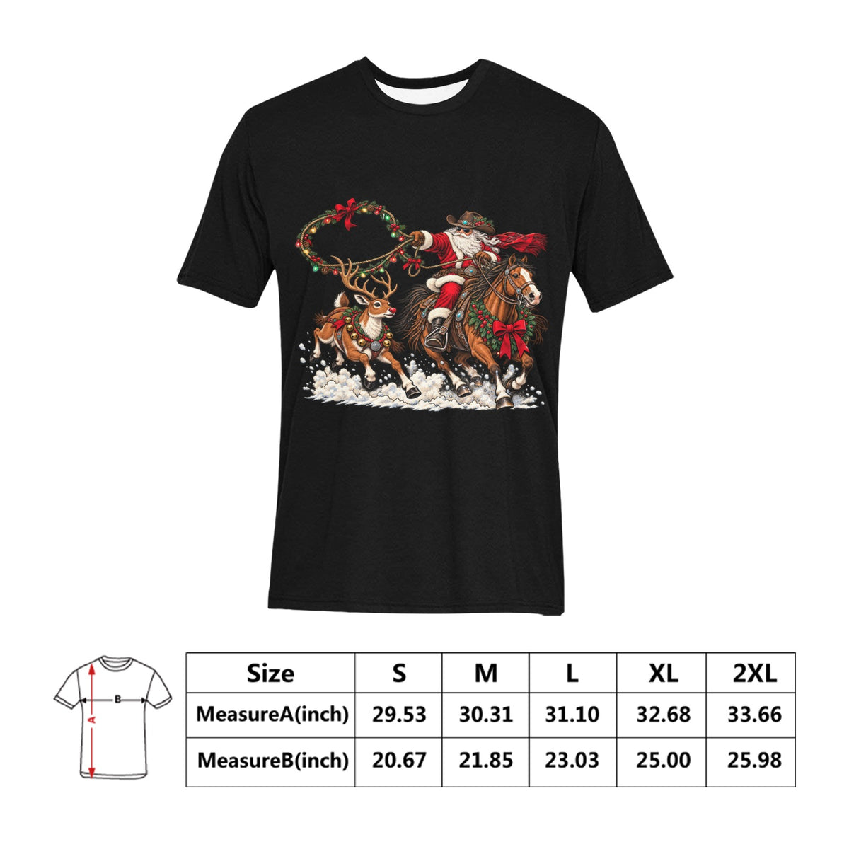 Cowboy Santa & Reindeer Rodeo Christmas Shirt  Men’s Western Holiday Tee🦌
