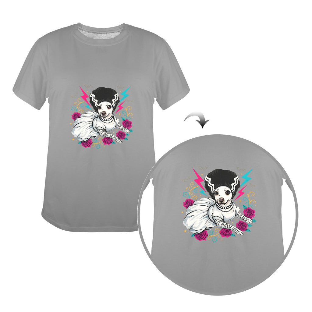 Bride of Barkenstein  Women's Graphic Tee Chihuahua Horror Character,