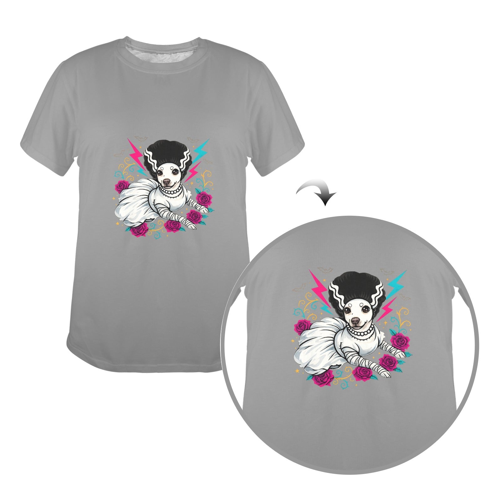Bride of Barkenstein  Women's Graphic Tee Chihuahua Horror Character,