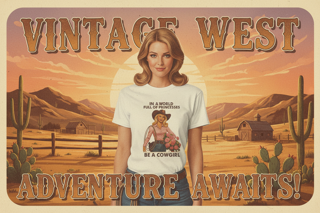 Be a Cowgirl Tee - Vintage Western Banner
