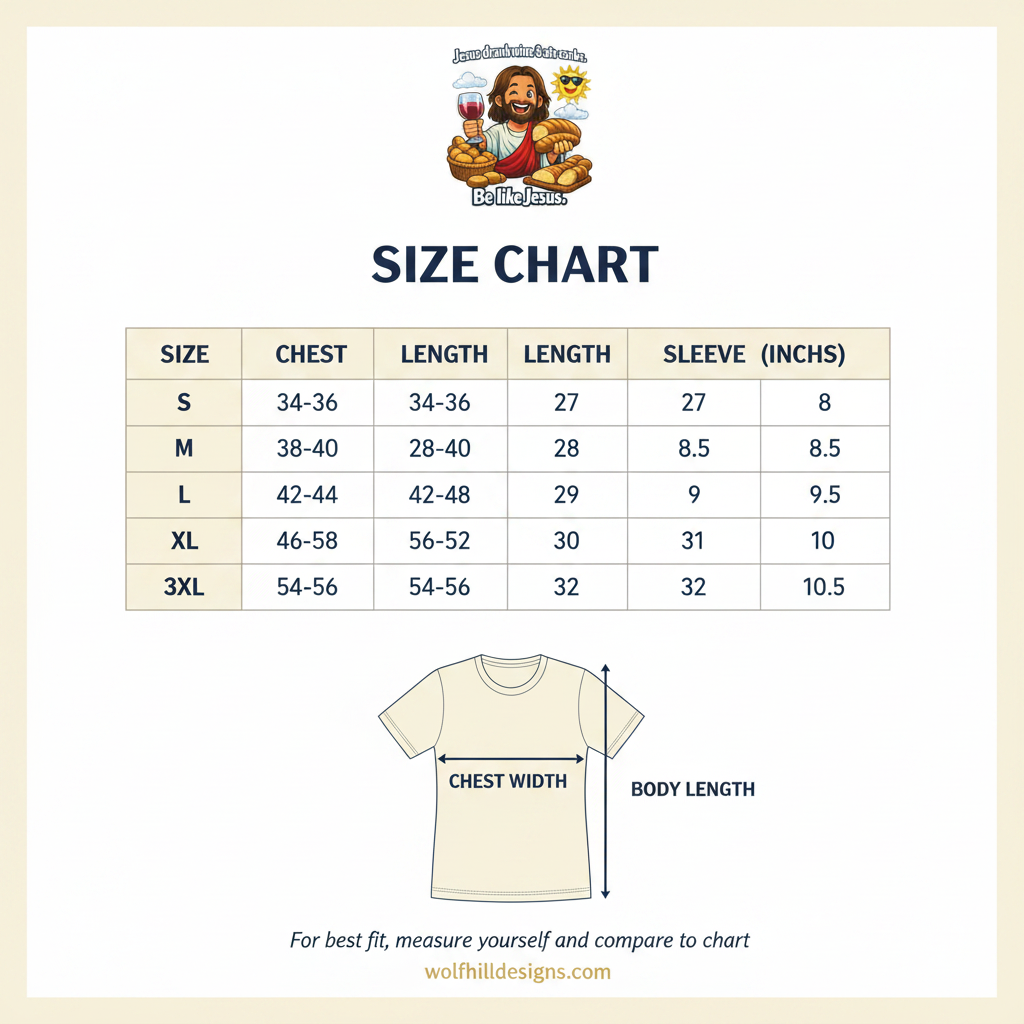 Be Like Jesus - Size Chart
