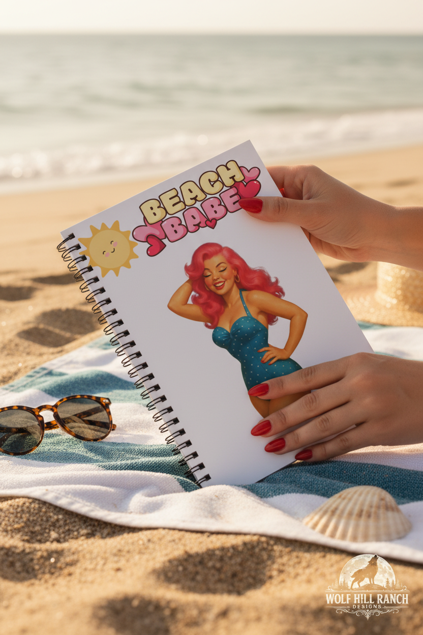 Beach Babe - Long Red Nails on Beach