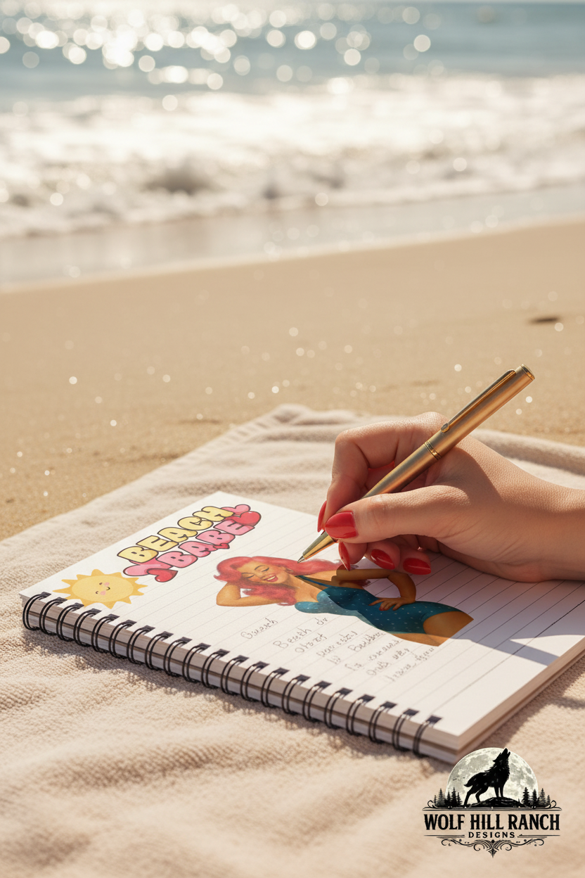 Beach Babe - Long Red Nails Writing