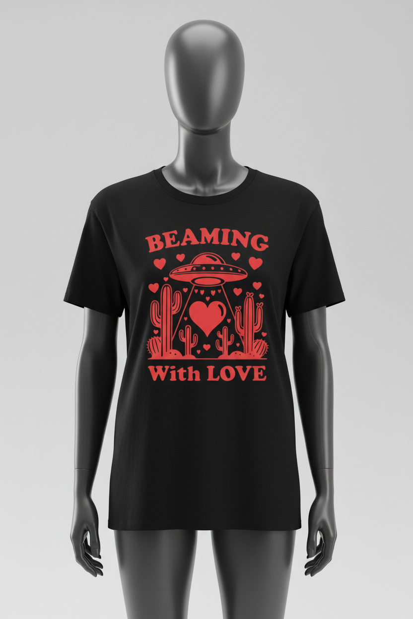 Beaming With Love UFO Tee - Black Mockup