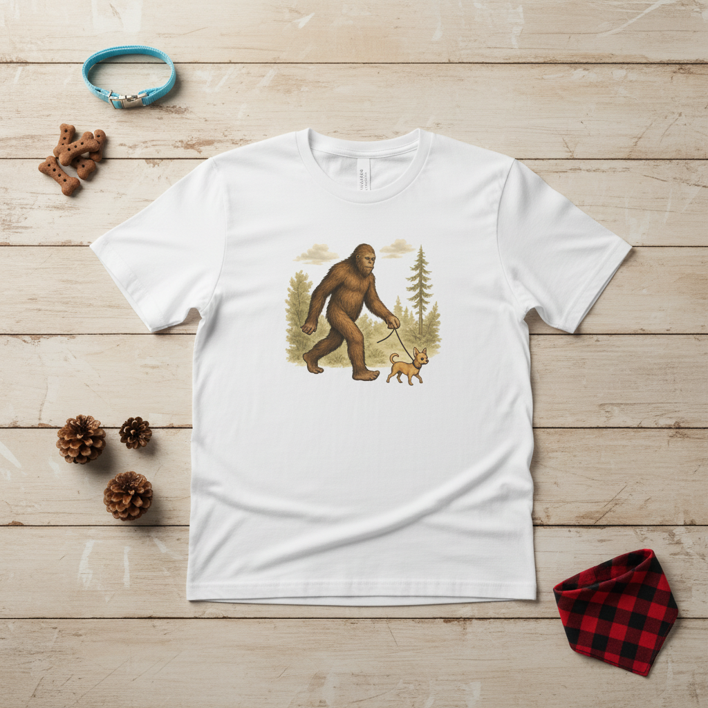 Bigfoot & Chi White Tee - Flat Lay