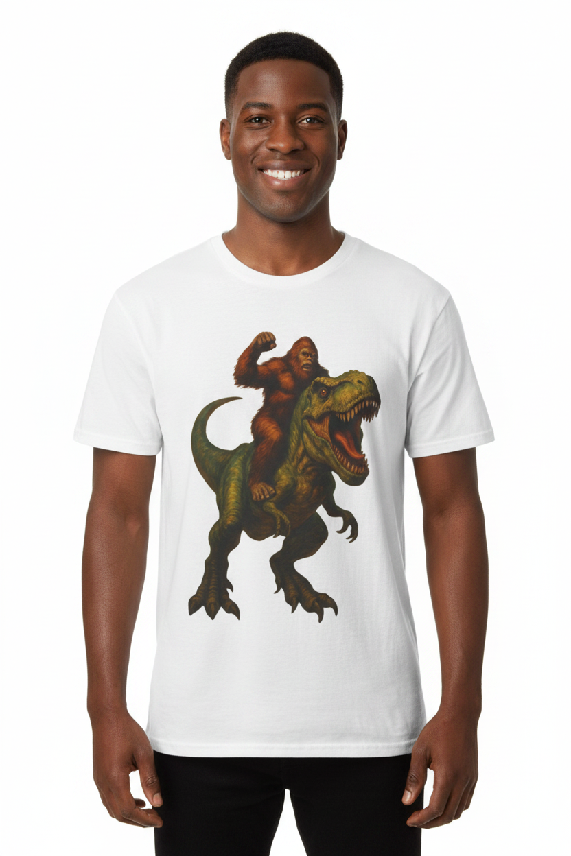 Bigfoot T-Rex Black Man Studio Mockup