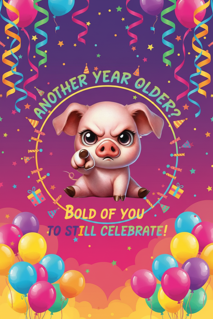 Birthday Pig Another Year Older Poster Ad