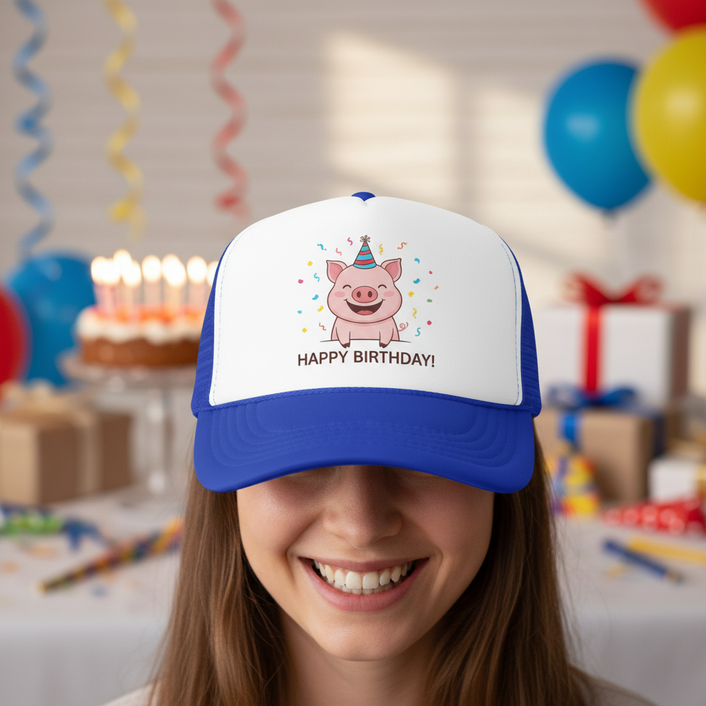 Birthday Pig Hat Mockup 2