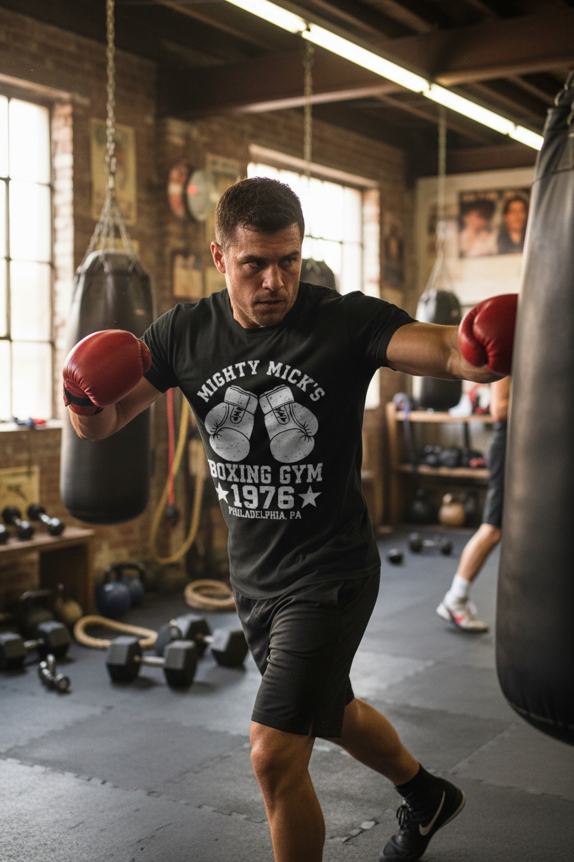 Black Shirt Boxing Gym Mockup