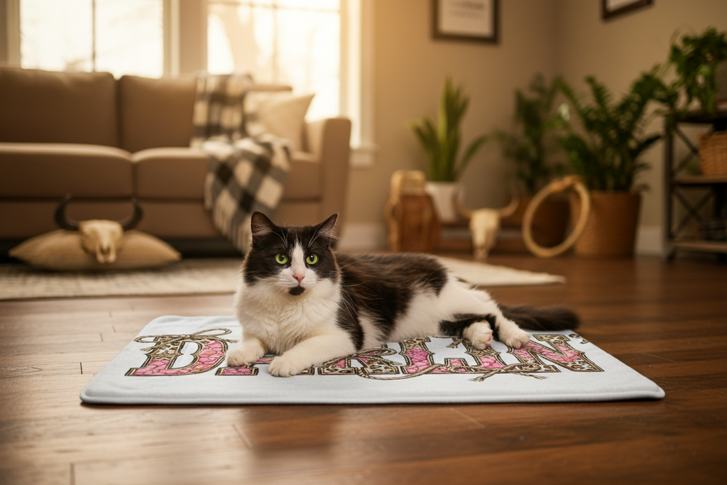 Black & White Cat on Darlin' Mat