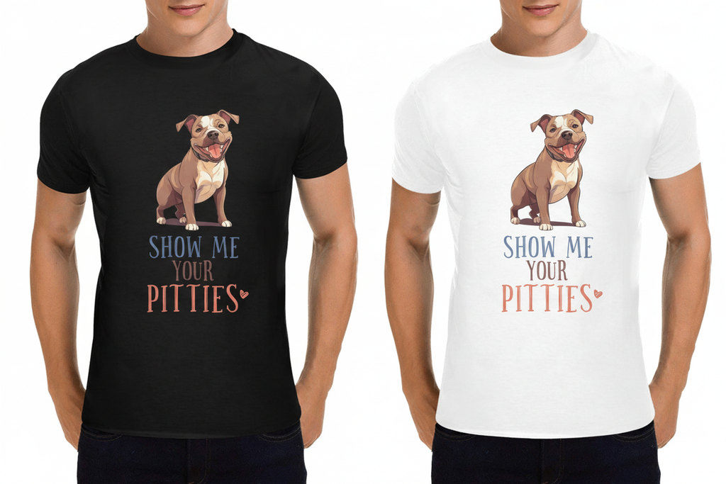 Black & White Pitties Shirt Side by Side