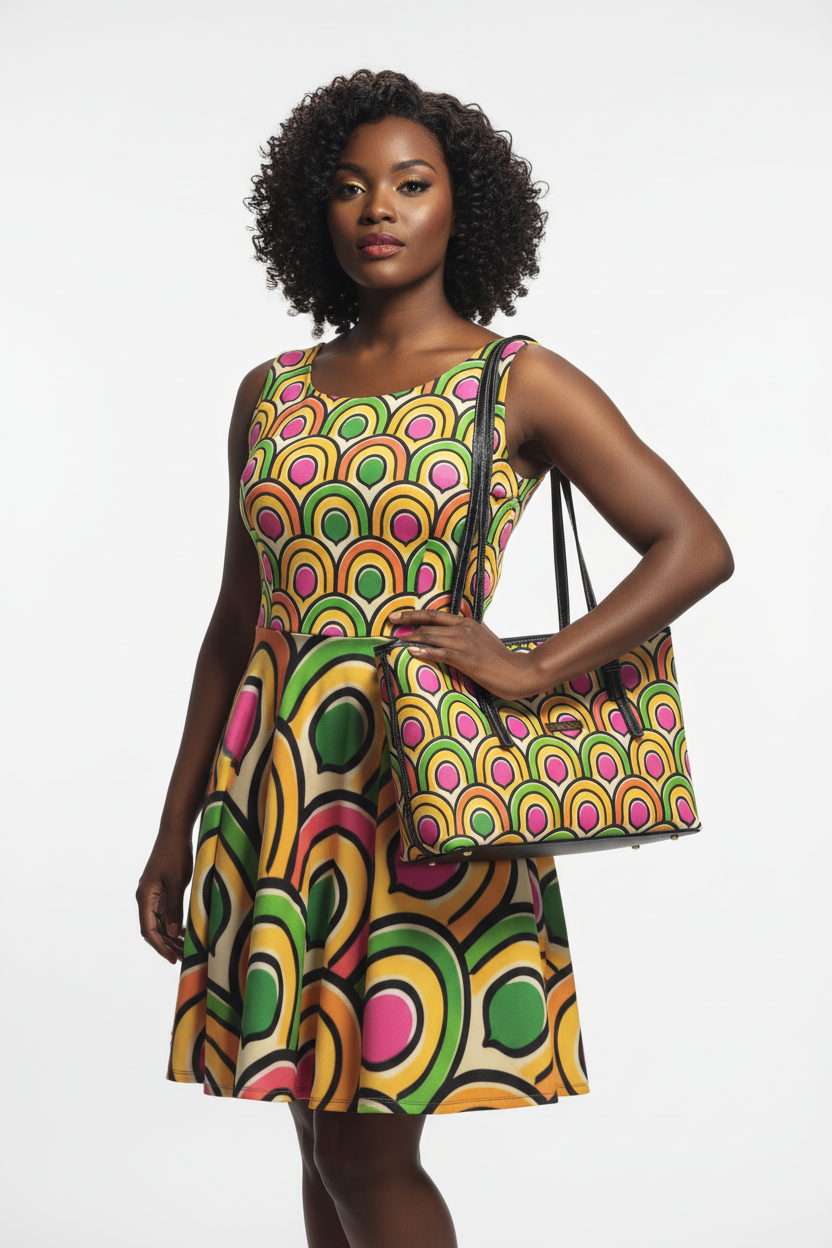 Black Woman Dress and Bag Mockup 2