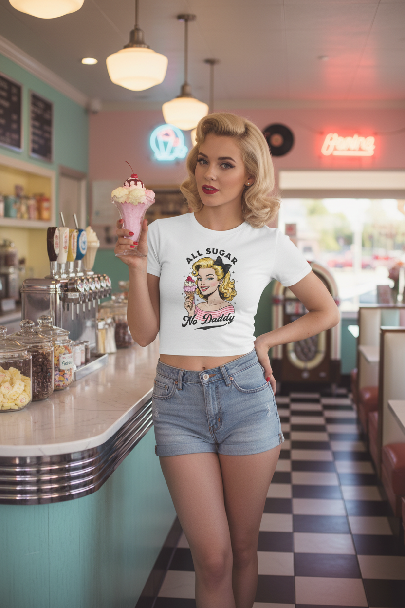 Blonde Pinup in Ice Cream Shop 1