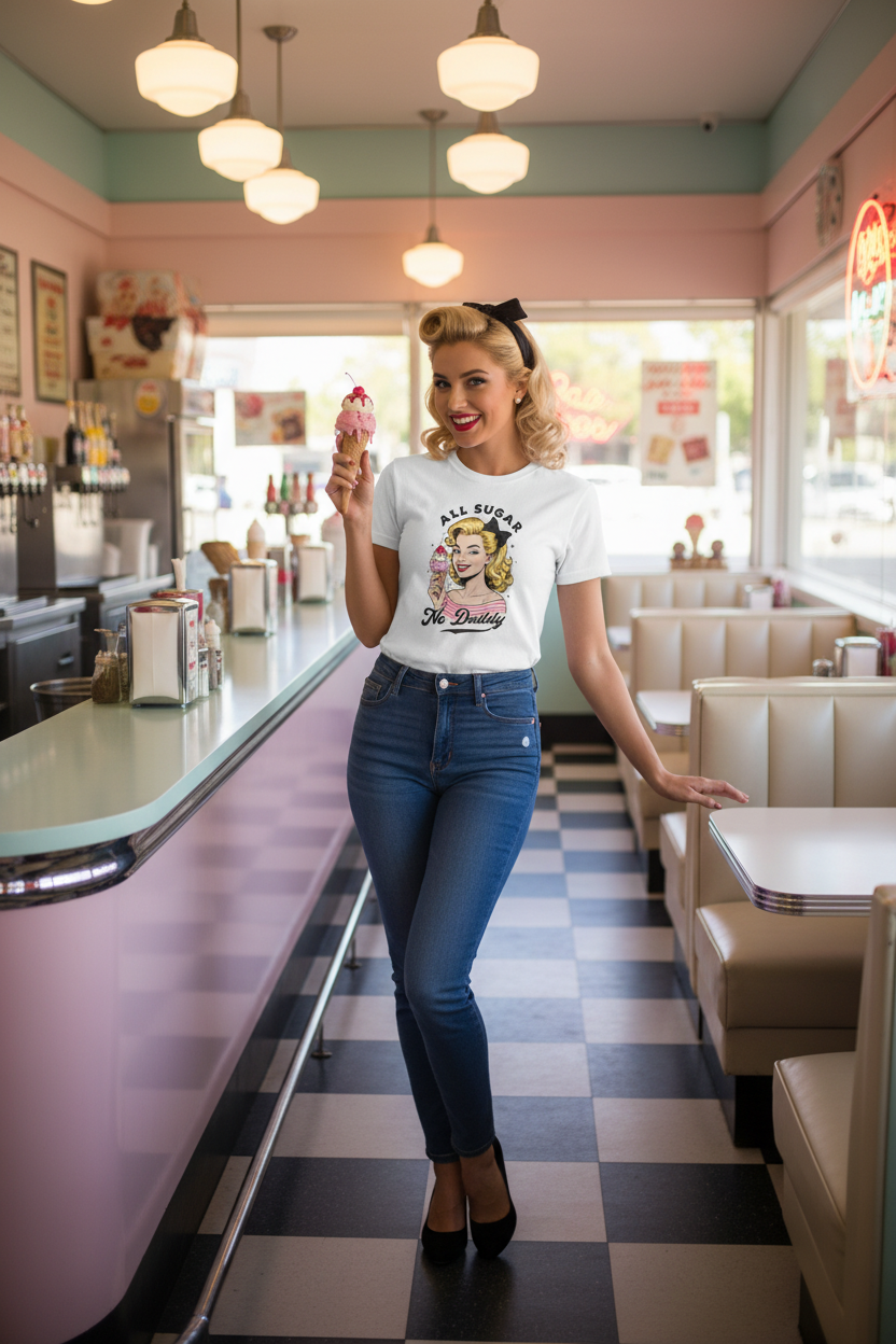 Blonde Pinup in Ice Cream Shop 2