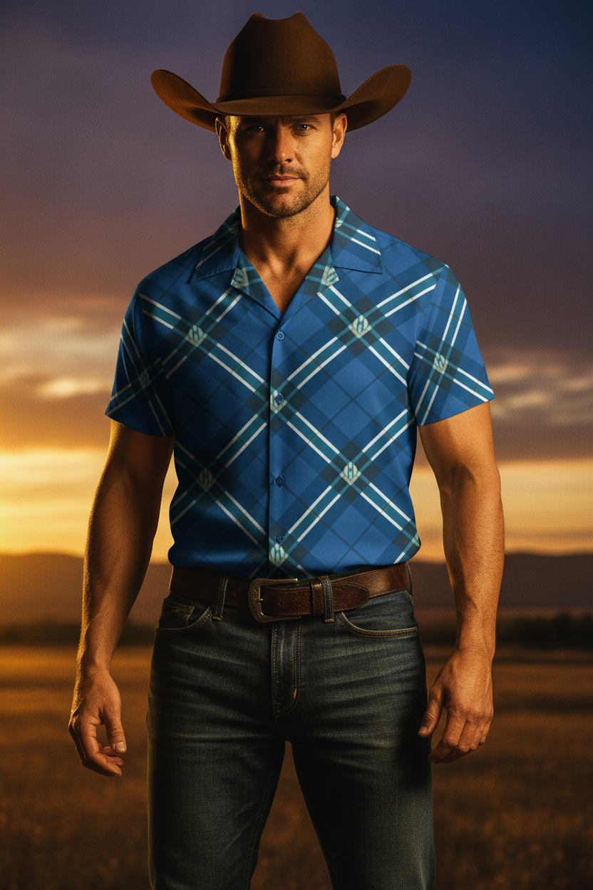 Blue Plaid Cowboy Magazine Shot