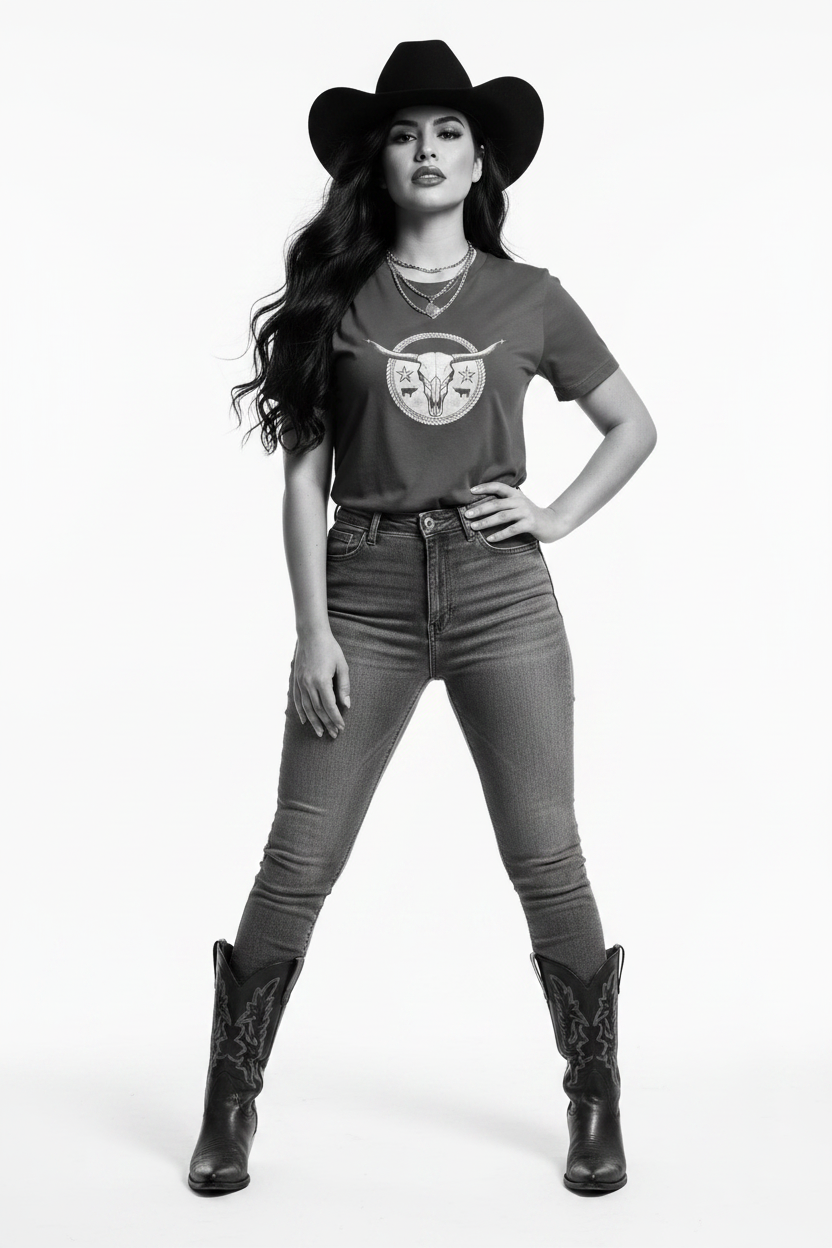 Blush Longhorn - B&W Studio Promo