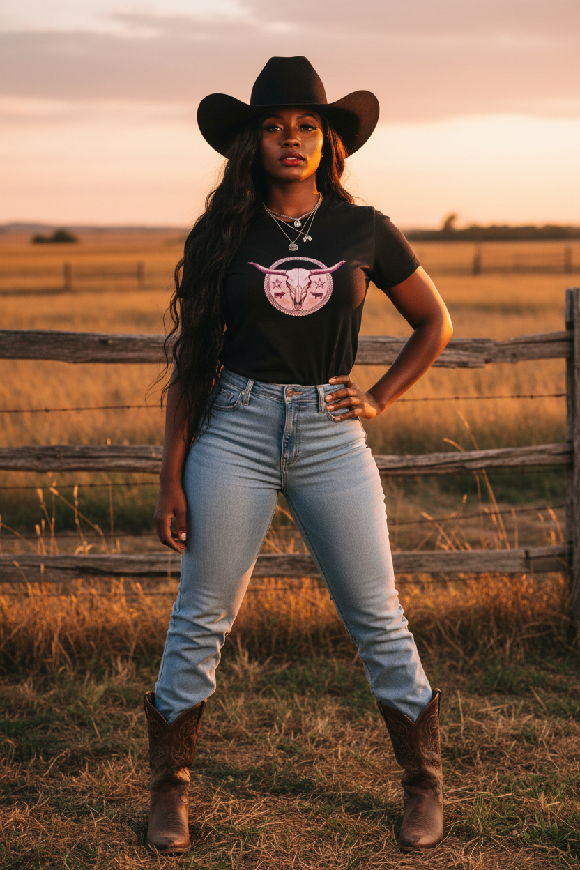 Blush Longhorn - Black Cowgirl Black