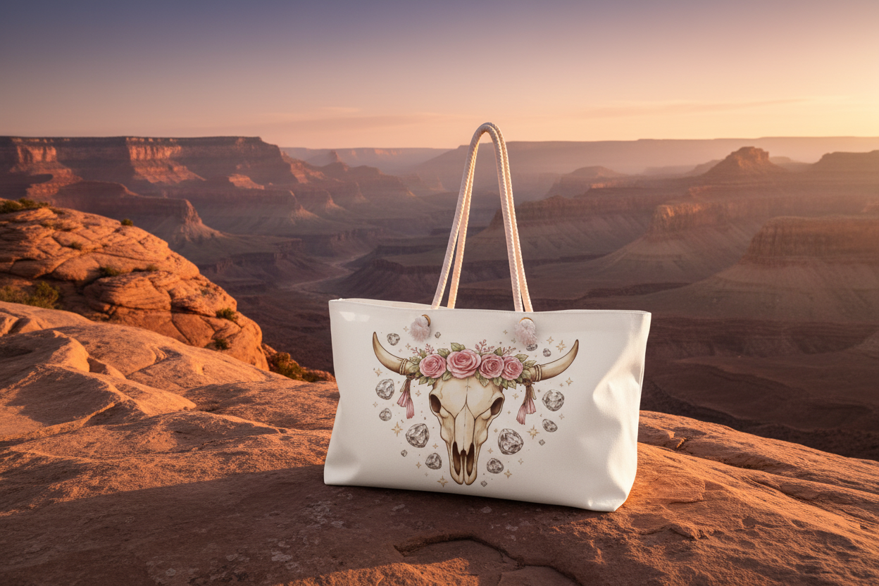 Boho Cow Skull Weekender - Canyon Display
