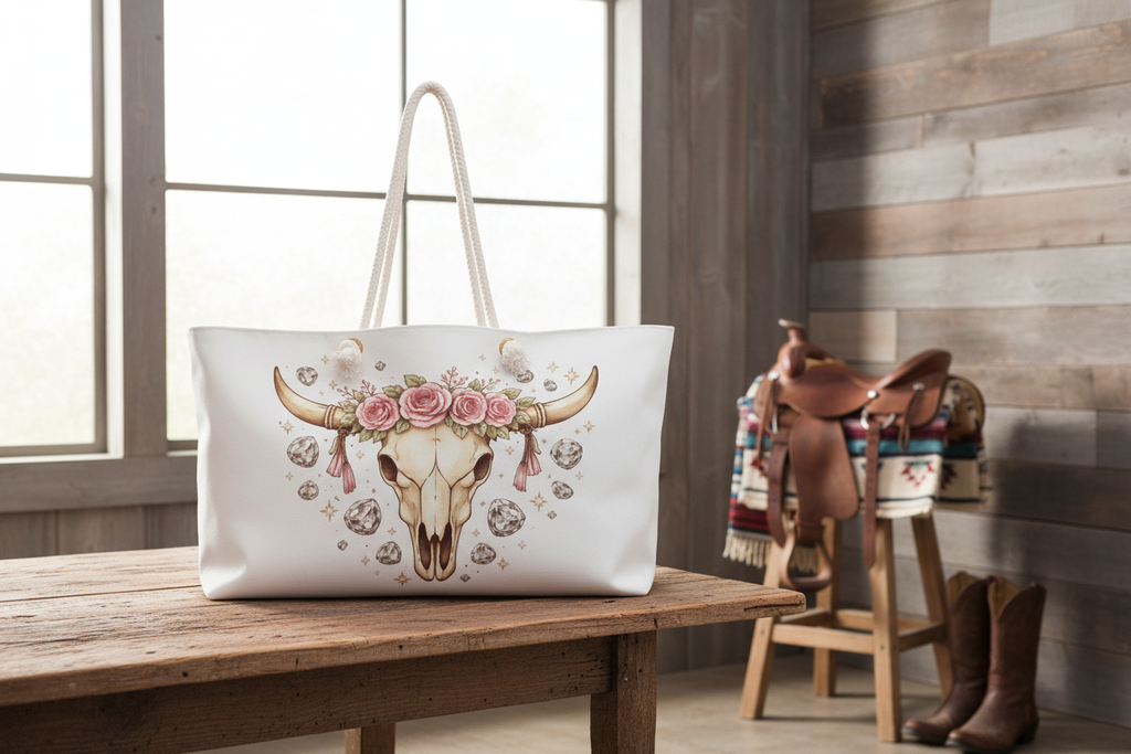 Boho Cow Skull Weekender - Table Display