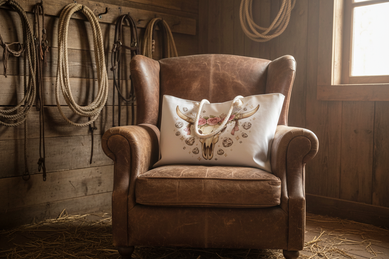 Boho Cow Skull Weekender - Tack Room Display