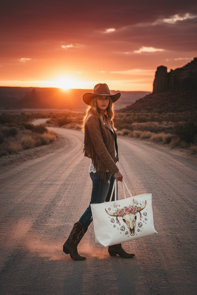 Boho Cow Skull Weekender - Wild West