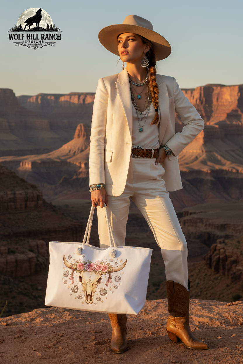 Boho Cow Skull Weekender - Wolf Hill Ranch Chic