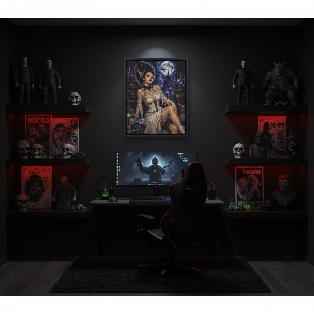 Bride of Frankenstein Canvas Print in Horror Game Room