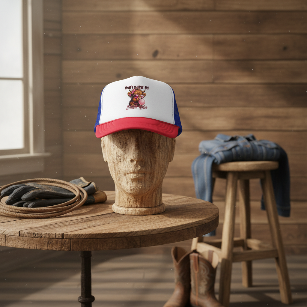 Bubblegum Cow Hat Mannequin Western Style