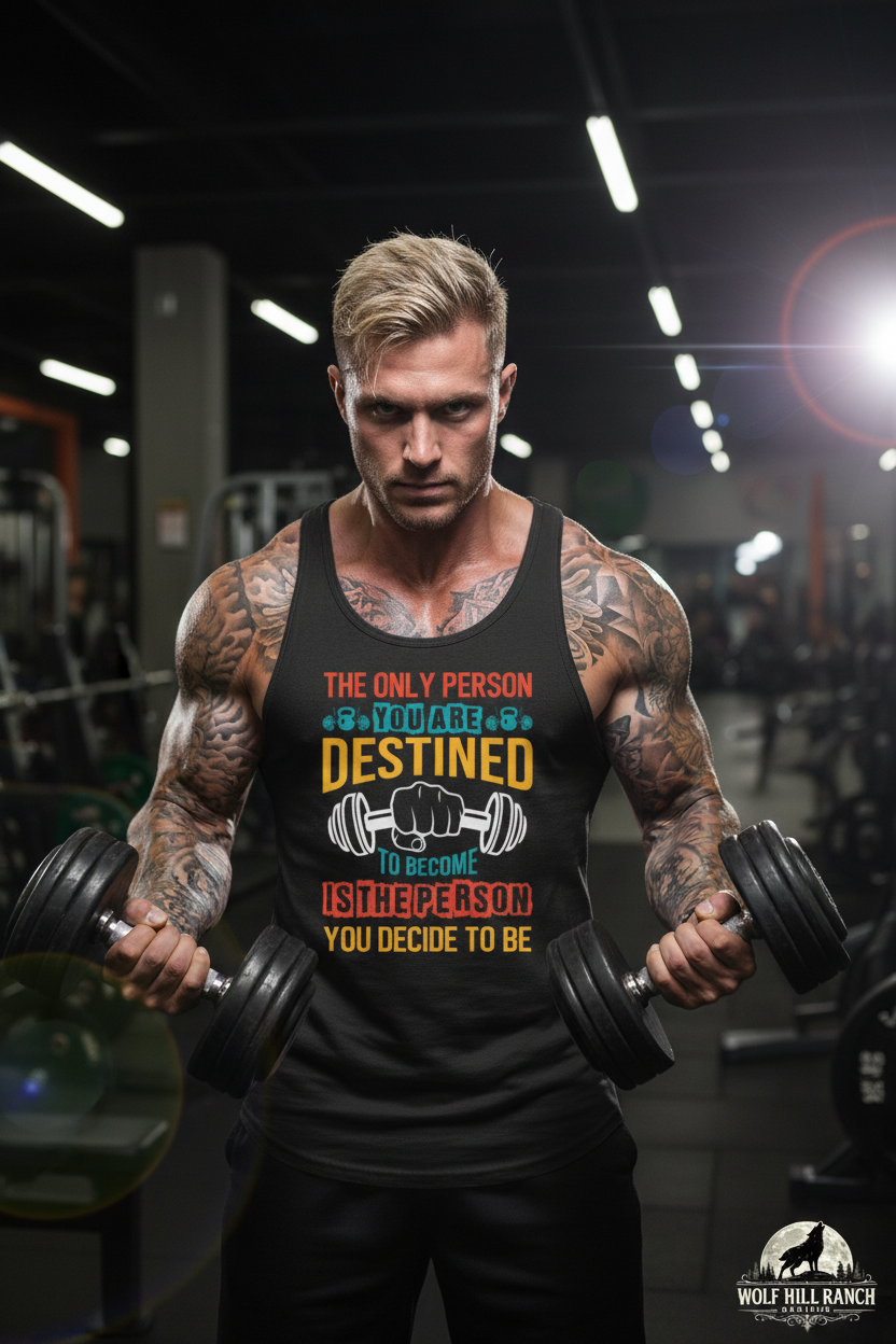 Built Tattooed Blonde Man - Dumbbell Workout