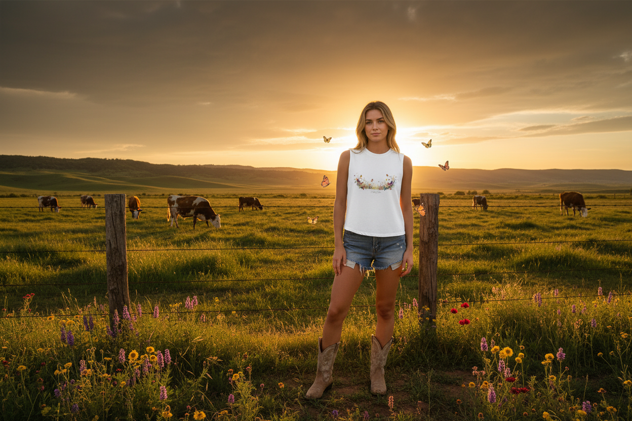 Butterfly Tank - Ranch Western Banner