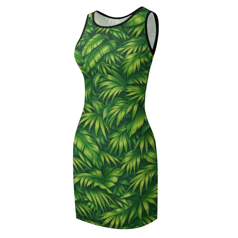 Palm Paradise Dress  Temperament Slim Fit Sleeveless Tank Dress