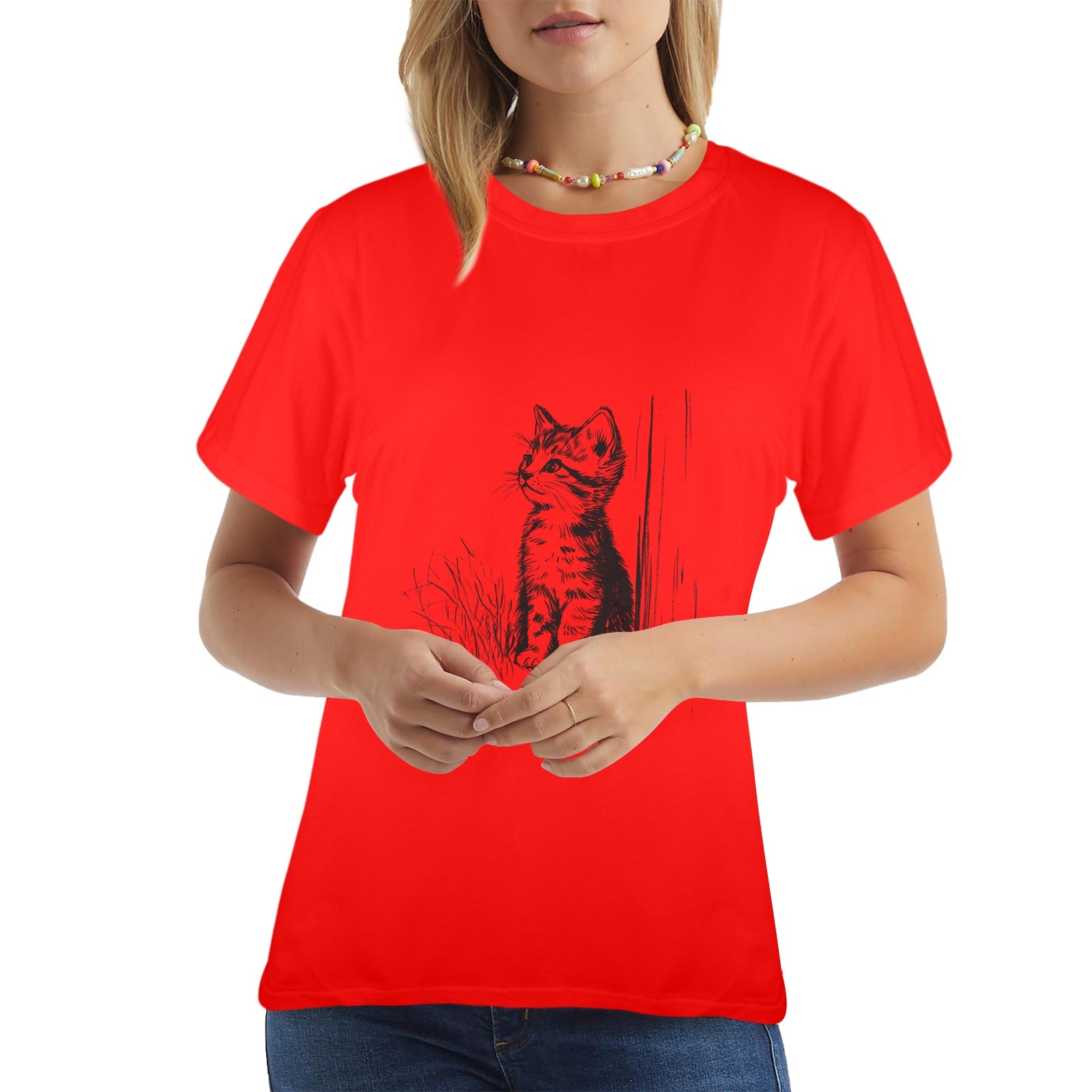 Curious Kitten Sketch Tee — Made in USA