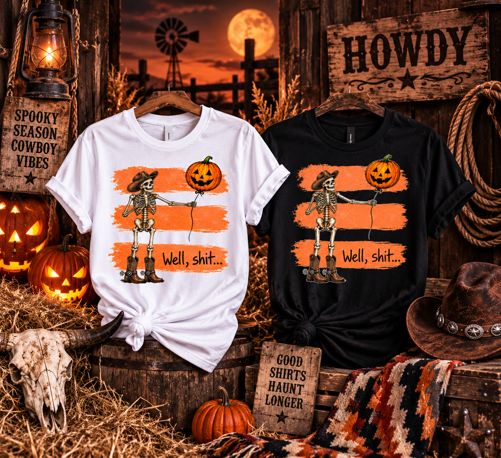 Well, Shit… Cowboy Skeleton Unisex Halloween Tee