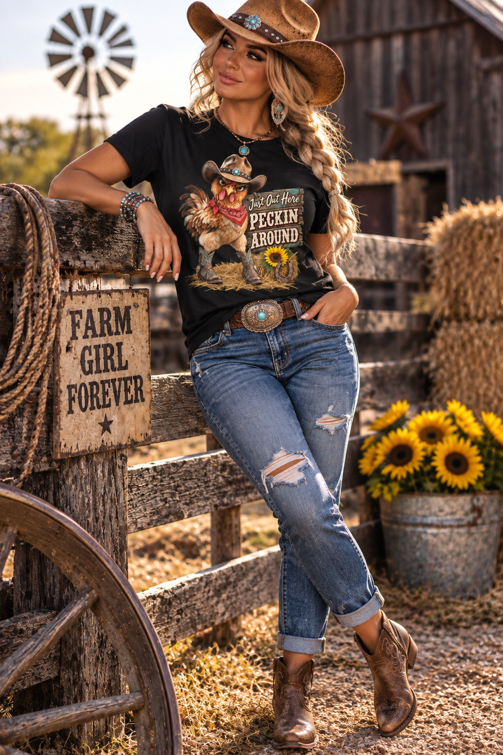 Just Out Here Peckin’ Around Women's Chicken T-Shirt🐔